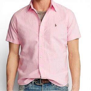 Ralph Lauren Men’s Light Pink Button Down Shirt Short Sleeve Classic Prep